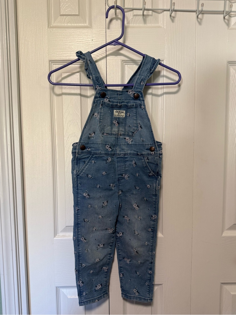 OshKosh B'gosh Light Blue Denim Floral Toddler Overalls